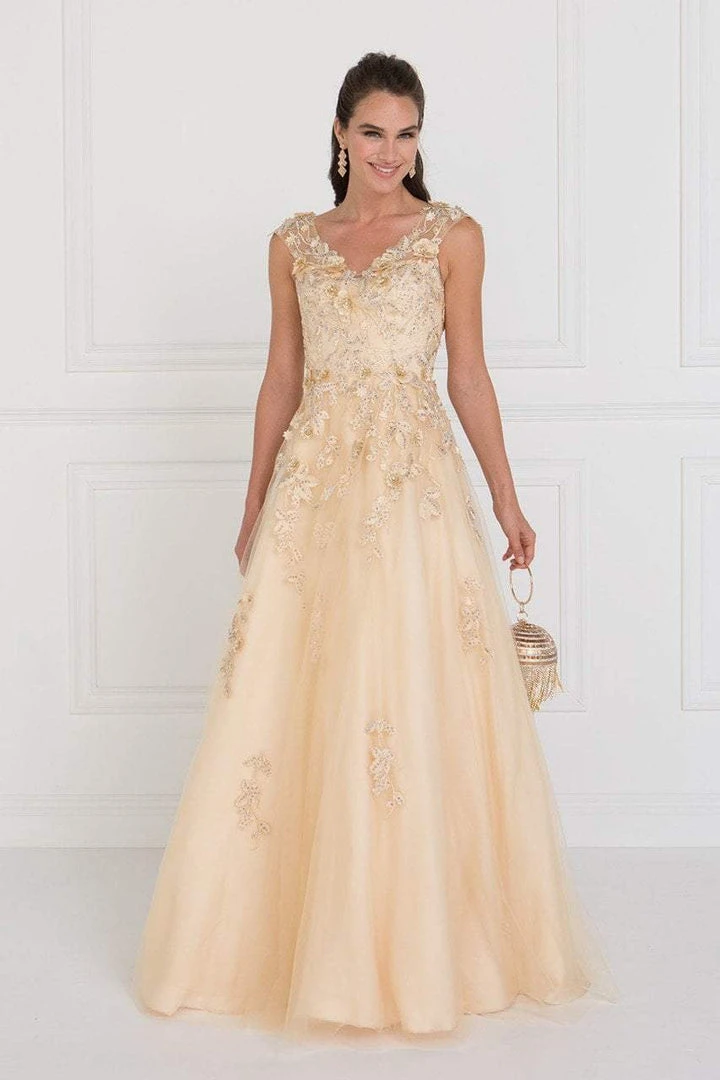 Formal Gowns Elizabeth K - GL1517 Floral Embroidered Cap Sleeves Gown 3 Formal Gowns Elizabeth K - GL1517 Floral Embroidered Cap Sleeves Gown