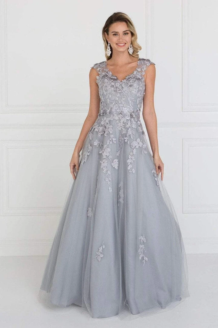Formal Gowns Elizabeth K - GL1517 Floral Embroidered Cap Sleeves Gown 6 Formal Gowns Elizabeth K - GL1517 Floral Embroidered Cap Sleeves Gown