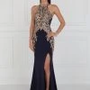 Elizabeth K - GL1519 Jeweled Gilt Lace High Halter Gown Formal Gowns 1 Elizabeth K - GL1519 Jeweled Gilt Lace High Halter Gown Formal Gowns