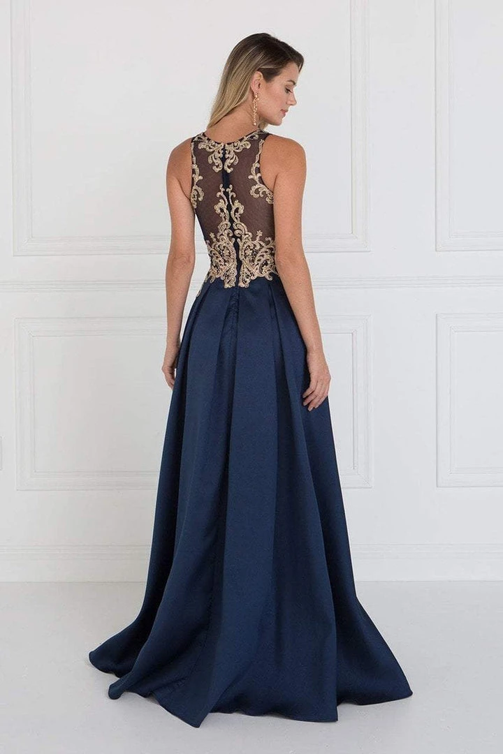 Elizabeth K - GL1520 Gilded Illusion Halter A-line Dress Formal Gowns 4 Elizabeth K - GL1520 Gilded Illusion Halter A-line Dress Formal Gowns