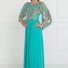 Formal Gowns Elizabeth K - GL1527 Chiffon Dress With Embroidered Cape Sleeves 2 Formal Gowns Elizabeth K - GL1527 Chiffon Dress With Embroidered Cape Sleeves