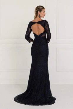 Formal Gowns Elizabeth K - GL1532 Lace Wide V-neck Sheath Dress