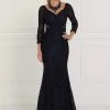 Formal Gowns Elizabeth K - GL1532 Lace Wide V-neck Sheath Dress 2 Formal Gowns Elizabeth K - GL1532 Lace Wide V-neck Sheath Dress