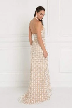 Elizabeth K - GL1548 Beaded Halter Tulle Sheath Dress 7 Elizabeth K - GL1548 Beaded Halter Tulle Sheath Dress