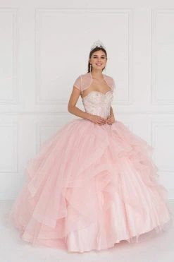 Formal Gowns Elizabeth K - GL1551 Jeweled Sweetheart Ruffled Ballgown With Bolero