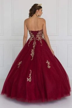 Elizabeth K - GL1560 Strapless Beaded Sweetheart Tulle Ballgown Formal Gowns