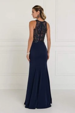 Formal Gowns Elizabeth K - GL1568 Bedazzled Illusion Halter Sheath Dress 9 Formal Gowns Elizabeth K - GL1568 Bedazzled Illusion Halter Sheath Dress