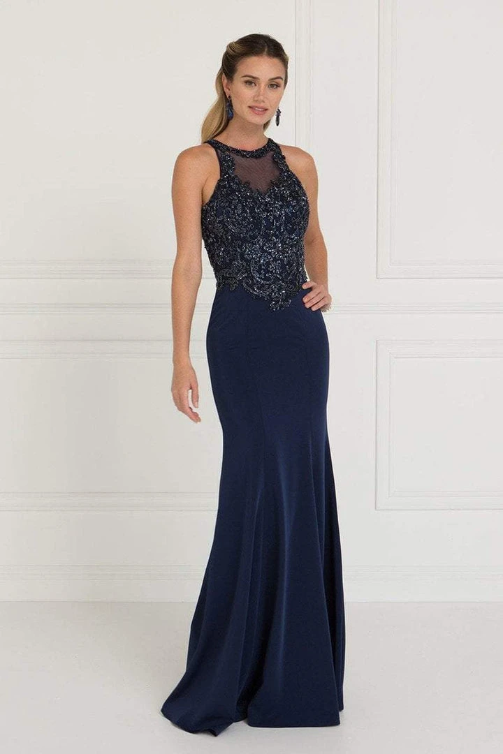Formal Gowns Elizabeth K - GL1568 Bedazzled Illusion Halter Sheath Dress 5 Formal Gowns Elizabeth K - GL1568 Bedazzled Illusion Halter Sheath Dress