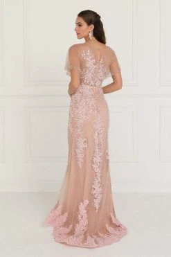 Elizabeth K - GL1585 Beaded Lace Dolman Sleeve Sheath Dress 6 Elizabeth K - GL1585 Beaded Lace Dolman Sleeve Sheath Dress