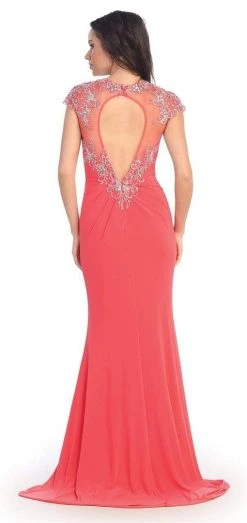 Elizabeth K - GL2011 Jeweled Illusion Jewel Neck Dress Formal Gowns
