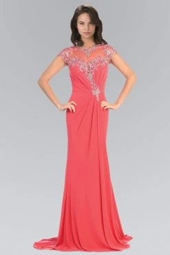 Elizabeth K - GL2011 Jeweled Illusion Jewel Neck Dress Formal Gowns