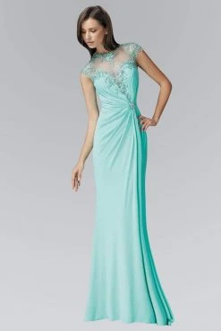 Elizabeth K - GL2011 Jeweled Illusion Jewel Neck Dress Formal Gowns