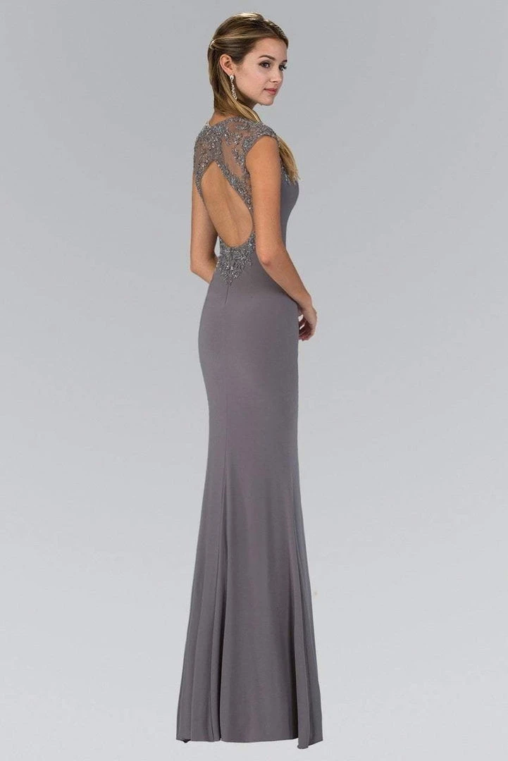 Elizabeth K - GL2058 Embellished High Neckline Keyhole Gown - 1 Pc. Gray In Size XS Available Formal Gowns 4 Elizabeth K - GL2058 Embellished High Neckline Keyhole Gown - 1 Pc. Gray In Size XS Available Formal Gowns