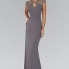 Elizabeth K - GL2058 Embellished High Neckline Keyhole Gown - 1 Pc. Gray In Size XS Available Formal Gowns