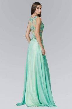 Elizabeth K - GL2065 Embellished Jewel Neck A-Line Gown