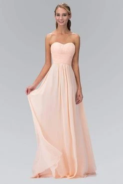 Elizabeth K - GL2070 Strapless Pleated Sweetheart Chiffon Dress