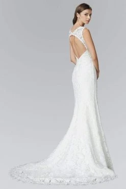 Elizabeth K Bridal Elizabeth K - GL2078 V-neckline With Open Back Lace Trumpet Gown Formal Gowns 5 Elizabeth K Bridal Elizabeth K - GL2078 V-neckline With Open Back Lace Trumpet Gown Formal Gowns