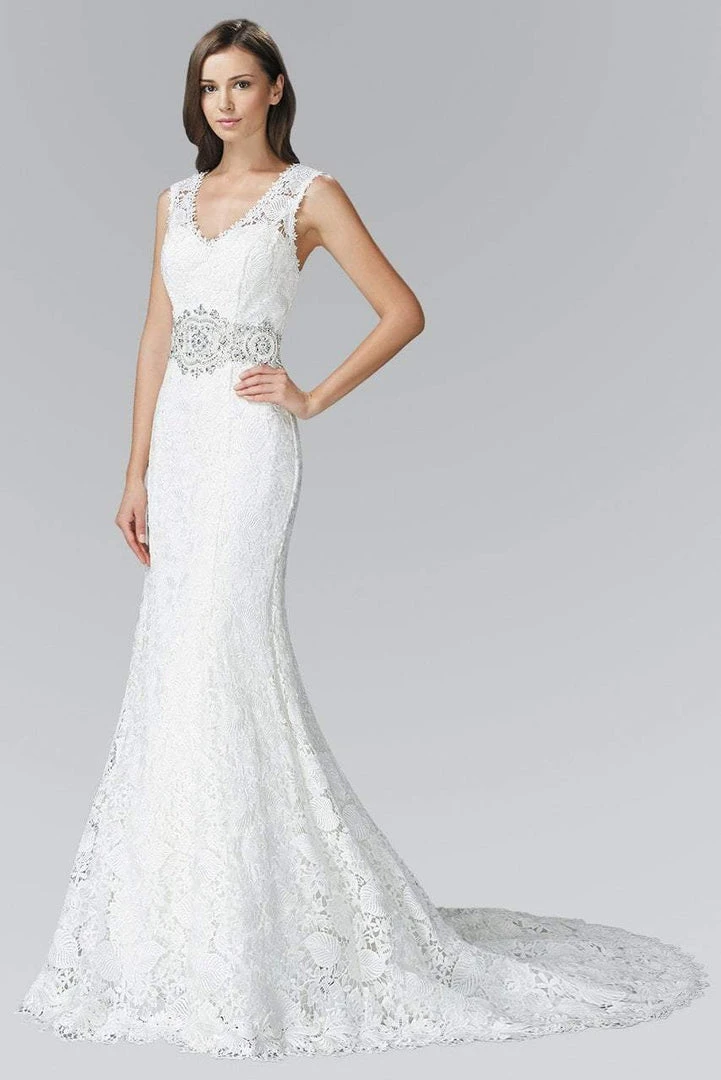 Elizabeth K Bridal Elizabeth K - GL2078 V-neckline With Open Back Lace Trumpet Gown Formal Gowns 3 Elizabeth K Bridal Elizabeth K - GL2078 V-neckline With Open Back Lace Trumpet Gown Formal Gowns