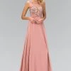 Formal Gowns Elizabeth K - GL2085 Sequined Illusion Bateau Neck A-Line Dress