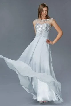 Formal Gowns Elizabeth K - GL2085 Sequined Illusion Bateau Neck A-Line Dress
