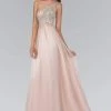 Elizabeth K - GL2094 Bead Embellished Asymmetric Neck Chiffon Gown