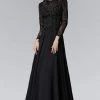 Formal Gowns Elizabeth K - GL2097 Long Sleeve Beaded Chiffon A-line Gown 1 Formal Gowns Elizabeth K - GL2097 Long Sleeve Beaded Chiffon A-line Gown