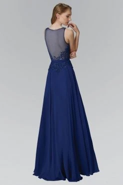 Formal Gowns Elizabeth K - GL2103 Embellished Jewel Neck A-Line Dress
