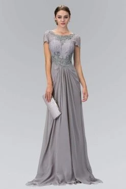 Elizabeth K - GL2105 Laced Bateau Neck Dress Formal Gowns