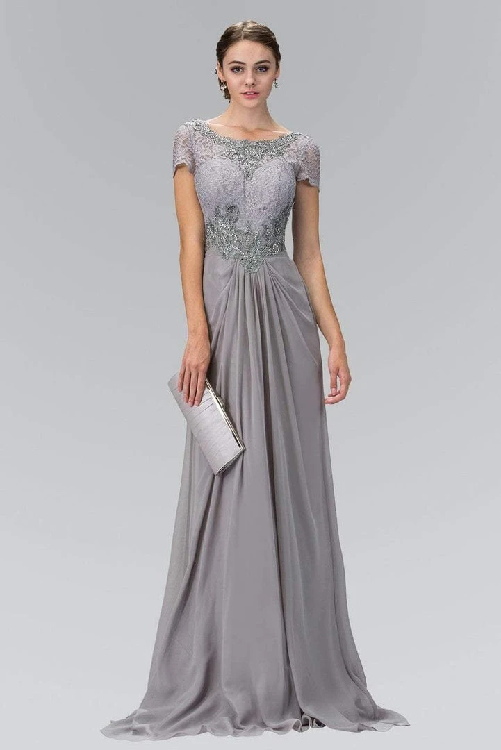 Elizabeth K - GL2105 Laced Bateau Neck Dress Formal Gowns 3 Elizabeth K - GL2105 Laced Bateau Neck Dress Formal Gowns