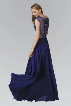 Elizabeth K - GL2120 Beaded Illusion High Neck Chiffon Gown 8 Elizabeth K - GL2120 Beaded Illusion High Neck Chiffon Gown