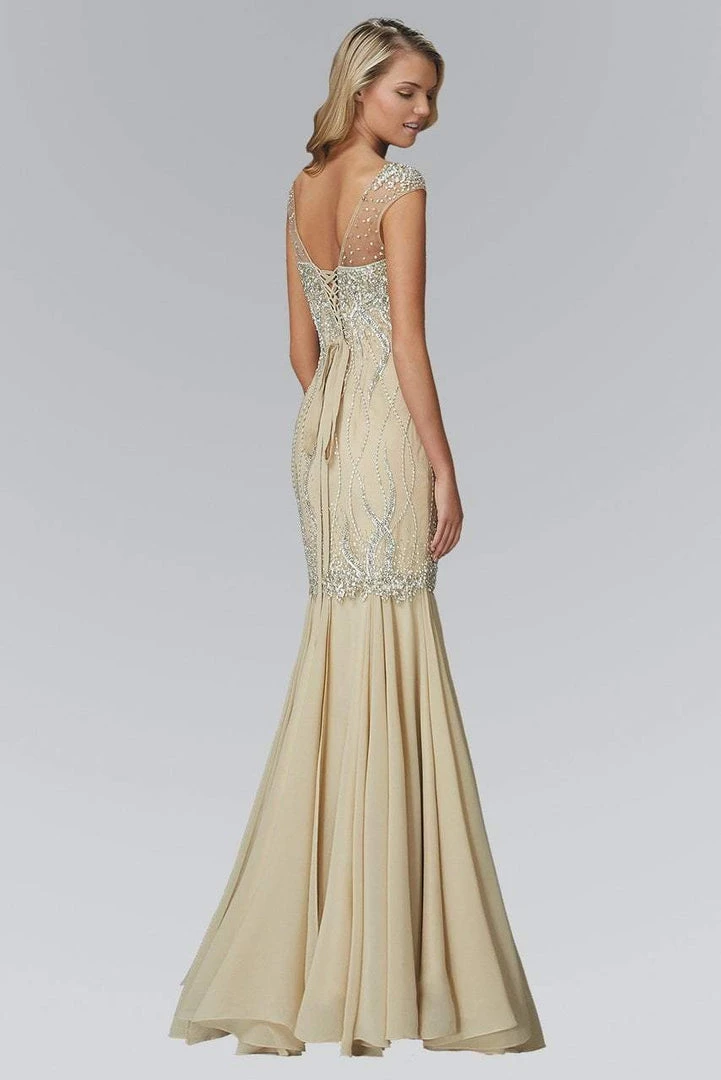 Elizabeth K - GL2123 Beaded Sheer Cap Sleeve Trumpet Gown Formal Gowns 4 Elizabeth K - GL2123 Beaded Sheer Cap Sleeve Trumpet Gown Formal Gowns