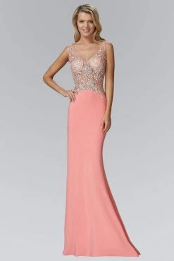 Elizabeth K - GL2128 Jewel Embellished V-Neck Gown Formal Gowns