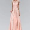 Elizabeth K - GL2136 Laced Bateau Neck A-Line Chiffon Dress Formal Gowns 1 Elizabeth K - GL2136 Laced Bateau Neck A-Line Chiffon Dress Formal Gowns