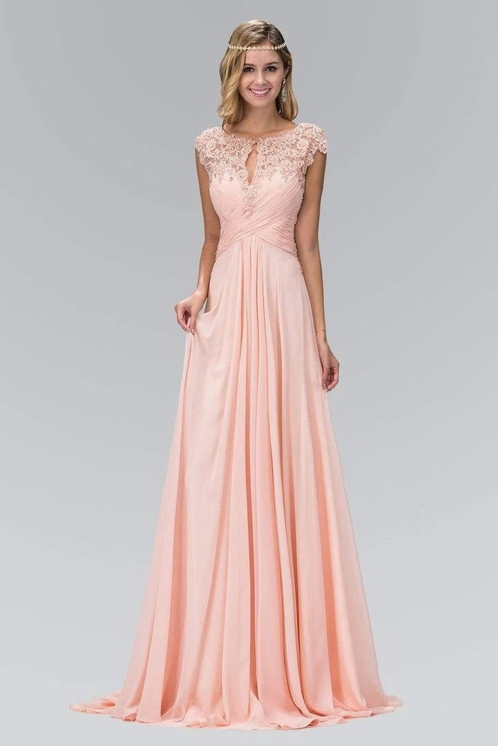 Elizabeth K - GL2136 Laced Bateau Neck A-Line Chiffon Dress Formal Gowns 3 Elizabeth K - GL2136 Laced Bateau Neck A-Line Chiffon Dress Formal Gowns