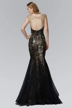 Elizabeth K - GL2137 Sequined Bateau Neck Tulle Trumpet Gown 5 Elizabeth K - GL2137 Sequined Bateau Neck Tulle Trumpet Gown