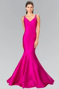 Formal Gowns Elizabeth K - GL2212 Sleek V-Neck Mikado Trumpet Gown