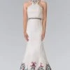 Formal Gowns Elizabeth K - GL2218 Embellished High Neck Floral Print Gown