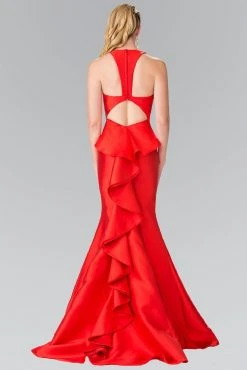 Formal Gowns Elizabeth K - GL2224 Chic V-Neck Mikado Mermaid Dress