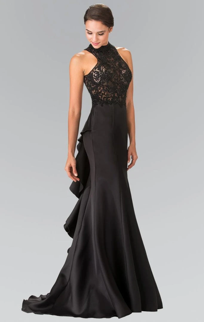 Elizabeth K - GL2227 Embellished High Neck Mikado Trumpet Dress Formal Gowns 5 Elizabeth K - GL2227 Embellished High Neck Mikado Trumpet Dress Formal Gowns