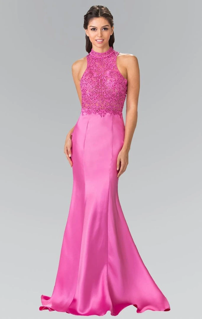 Elizabeth K - GL2227 Embellished High Neck Mikado Trumpet Dress Formal Gowns 8 Elizabeth K - GL2227 Embellished High Neck Mikado Trumpet Dress Formal Gowns
