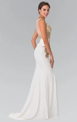 Formal Gowns Elizabeth K - GL2230 Embroidered Bateau Neck Jersey Trumpet Dress