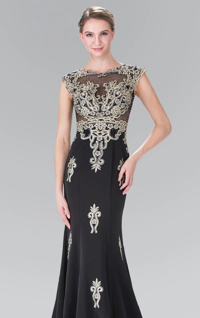 Formal Gowns Elizabeth K - GL2233 Embellished High Neck Jersey Trumpet Dress 5 Formal Gowns Elizabeth K - GL2233 Embellished High Neck Jersey Trumpet Dress