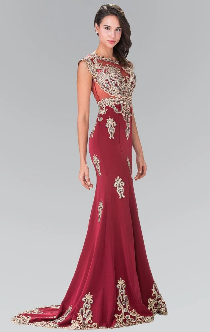 Formal Gowns Elizabeth K - GL2233 Embellished High Neck Jersey Trumpet Dress 8 Formal Gowns Elizabeth K - GL2233 Embellished High Neck Jersey Trumpet Dress