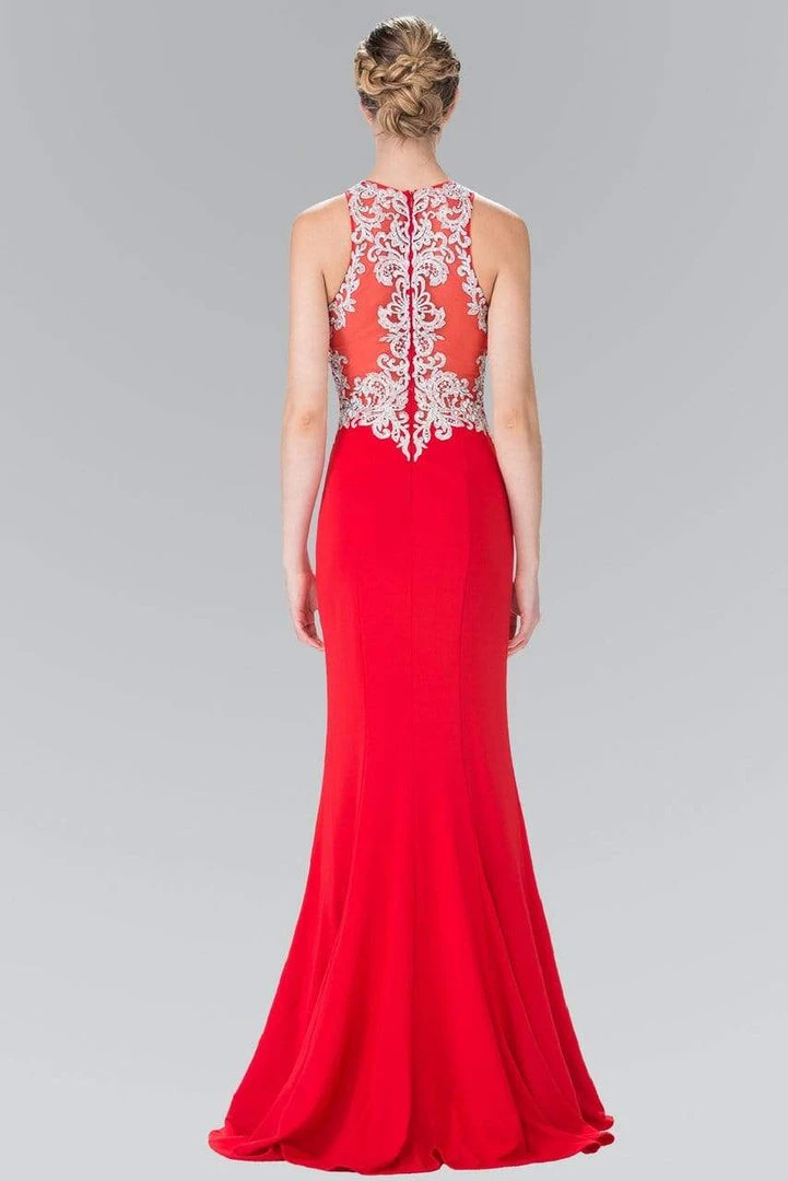 Formal Gowns Elizabeth K - GL2236 High Neck With Silver Embroidered Bodice Gown 4 Formal Gowns Elizabeth K - GL2236 High Neck With Silver Embroidered Bodice Gown