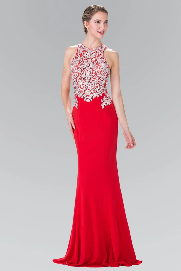 Formal Gowns Elizabeth K - GL2236 High Neck With Silver Embroidered Bodice Gown 3 Formal Gowns Elizabeth K - GL2236 High Neck With Silver Embroidered Bodice Gown