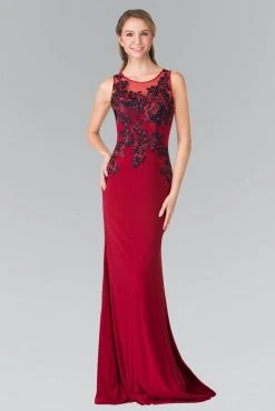 Elizabeth K - GL2238 Bead Embellished Jewel Neck Gown