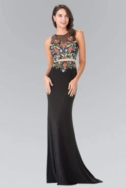 Formal Gowns Elizabeth K - GL2241 Mock Two-Piece With Embroidery Evening Gown