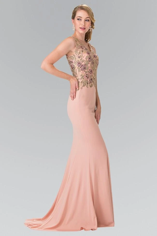Formal Gowns Elizabeth K - GL2270 Embroidered V Neck Long Dress 5 Formal Gowns Elizabeth K - GL2270 Embroidered V Neck Long Dress