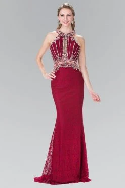 Formal Gowns Elizabeth K - GL2275 Halter Embellished Long Dress