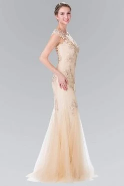 Elizabeth K - GL2276 Sleeveless Illusion Tulle Trumpet Gown Formal Gowns